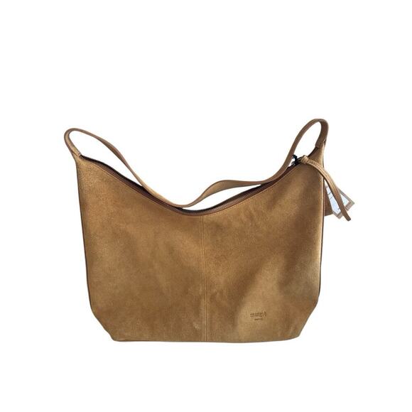Margot New York handbag Leather Suede Yellowish Tan 14”w X13”H Gabi Maxi Hobo - Picture 1 of 7